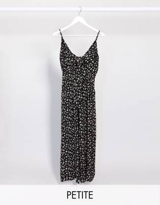 фото Черный комбинезон с цветочным принтом topshop petite topshop tall