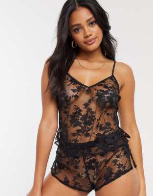   Asos Черный комплект из топа на бретелях и шортов Ann Summers