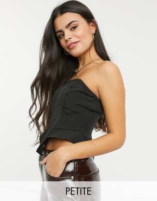 Топы Черный корсет с ассиметричным краем Missguided Petite