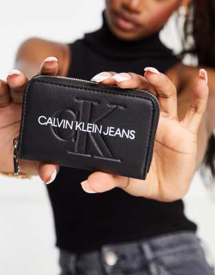 фото Черный кошелек на молнии calvin klein jeans-черный цвет