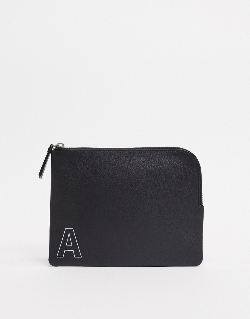 фото Черный кошелек на молнии с инициалом "a" asos design