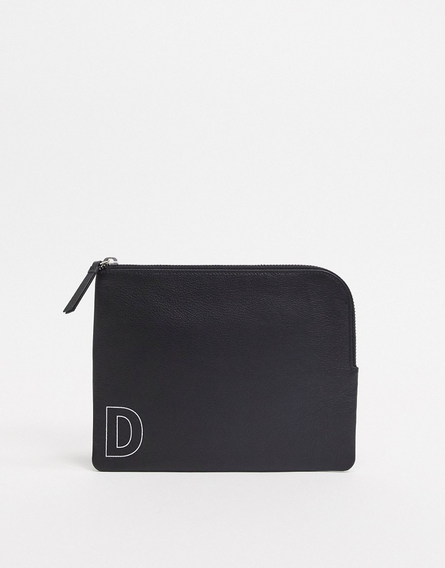 фото Черный кошелек на молнии с инициалом "d" asos design