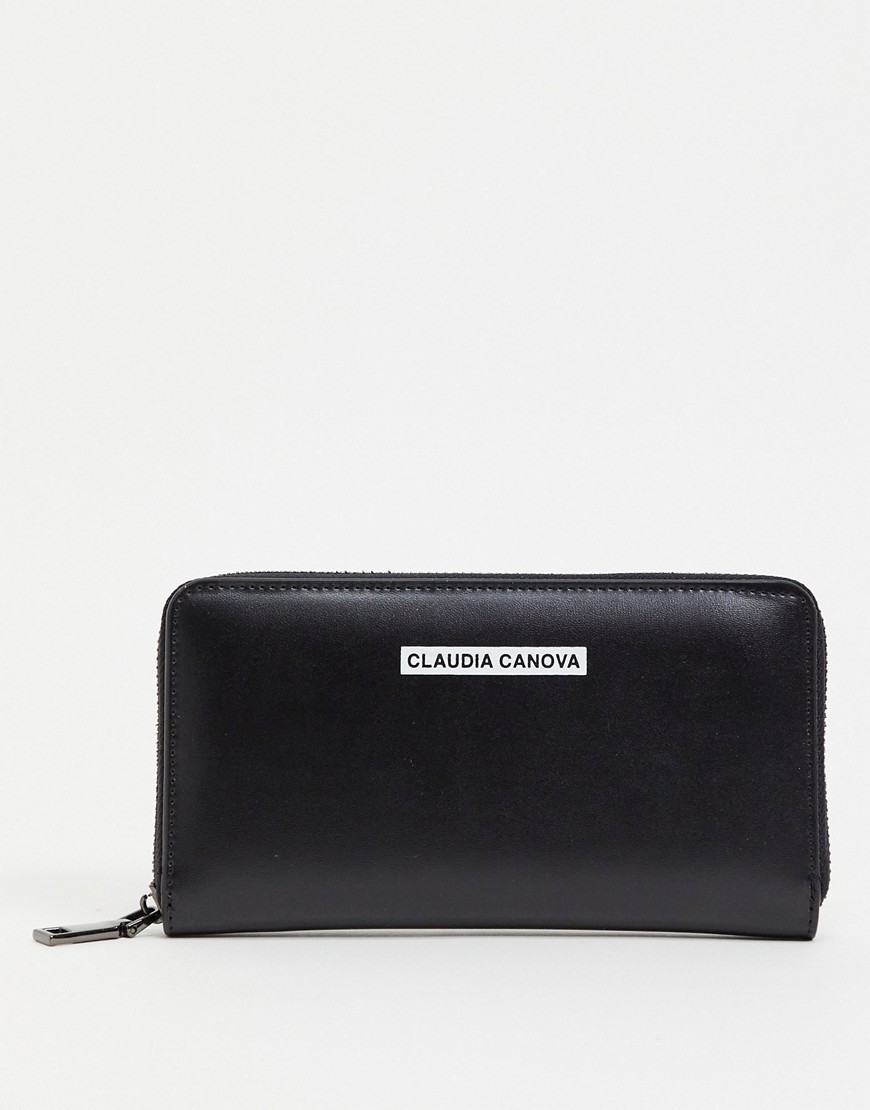 фото Черный кошелек с застежкой-молнией и логотипом claudia canova-черный цвет