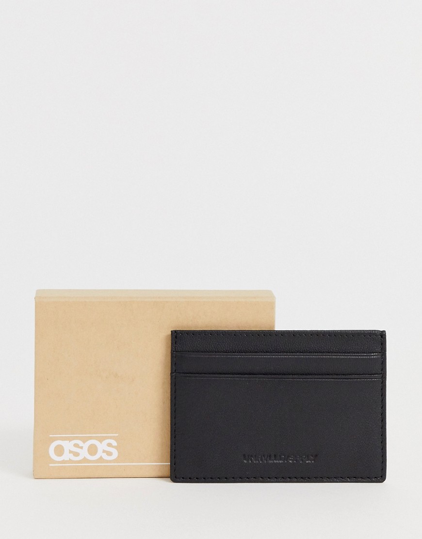 фото Черный кожаный кошелек для карт с логотипом asos design unrivalled supply asos unrvlld supply
