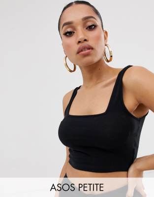 фото Черный кроп-топ с квадратным вырезом asos design petite asos petite