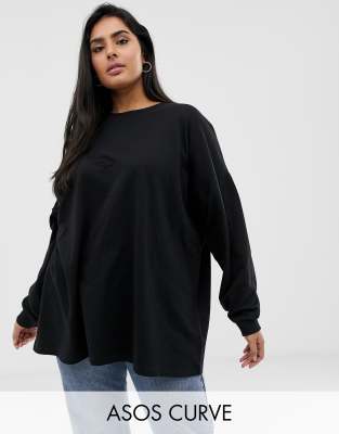 фото Черный легкий oversize-свитшот asos design curve asos curve