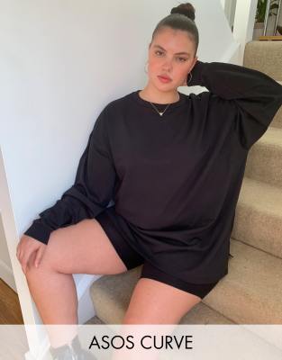 фото Черный легкий oversized-свитшот asos design curve asos curve