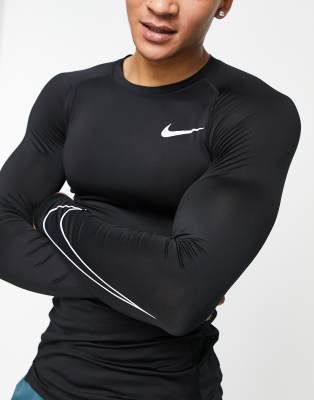 Футболки с принтом  Asos Черный лонгслив Nike Pro Training
