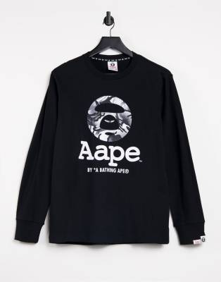 фото Черный лонгслив с классическим логотипом aape by a bathing ape-черный цвет aape by a bathing ape®