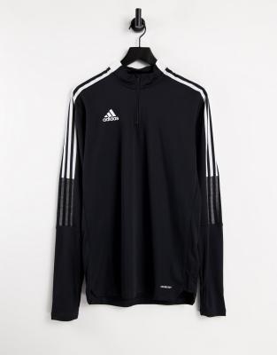 фото Черный лонгслив с короткой молнией adidas football tiro 21-черный цвет adidas performance