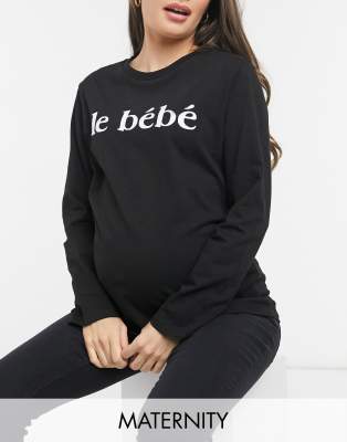 фото Черный лонгслив с надписью "le bebe" topshop maternity-черный цвет