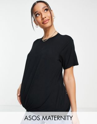 фото Черный лонгслив с перекрученной отделкой спереди asos design maternity-черный цвет asos maternity