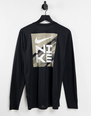Черный лонгслив с принтом на спине Nike Training Sport Clash-Черный цвет