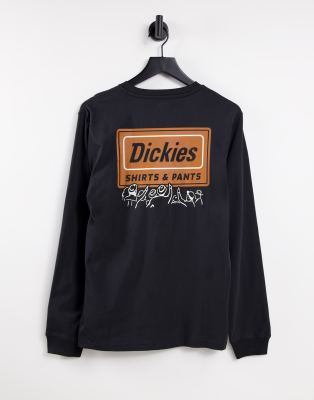 фото Черный лонгслив с принтом на спине dickies harrison-черный цвет