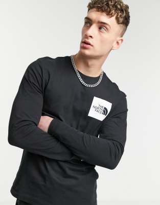 Однотонные футболки  Asos Черный лонгслив The North Face - Fine-Черный цвет