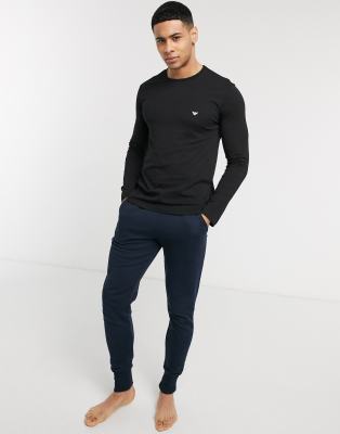 фото Черный лонгслив в стиле casual с логотипом emporio armani-белый