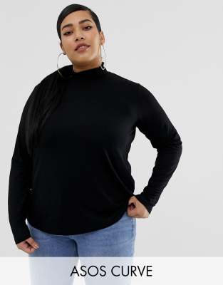 фото Черный лонгслив-водолазка asos design curve asos curve