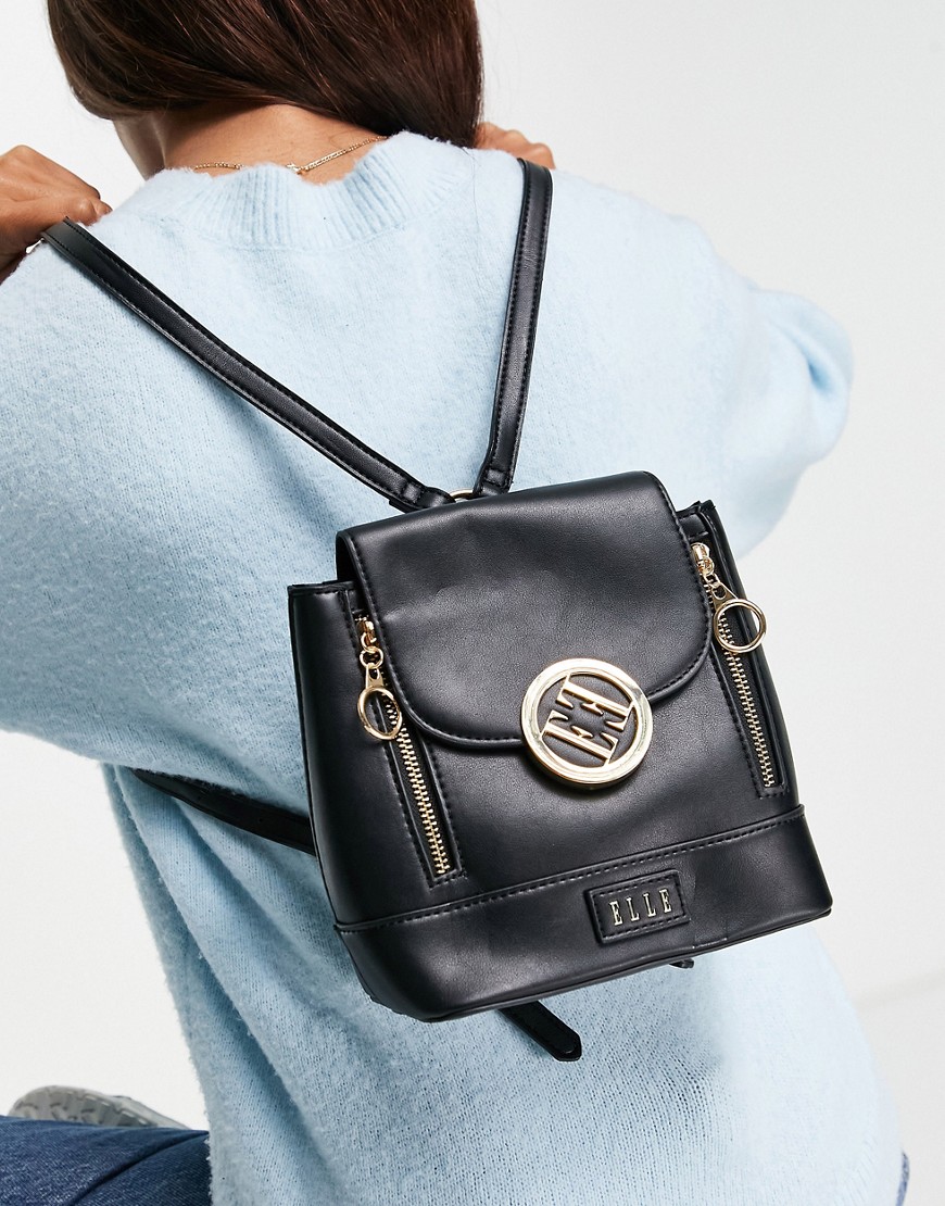 фото Черный мини рюкзак с логотипом elle