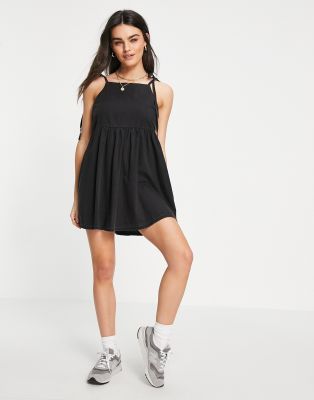 фото Черный мягкий джинсовый сарафан asos design