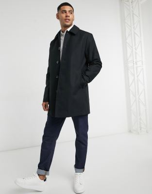  Черный непромокаемый однобортный тренч ASOS DESIGN