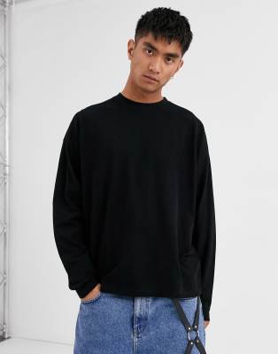 фото Черный oversize-лонгслив из органического хлопка asos design