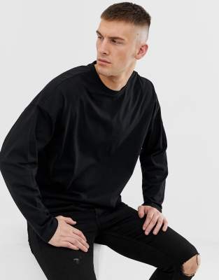 фото Черный oversize-лонгслив с круглым вырезом asos design