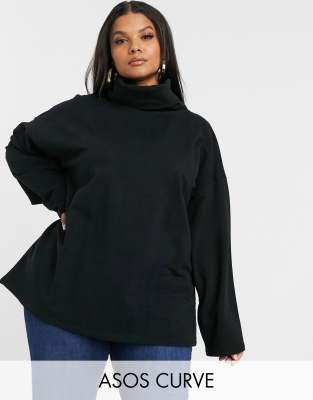 фото Черный oversize-свитшот с высоким воротником asos design curve asos curve