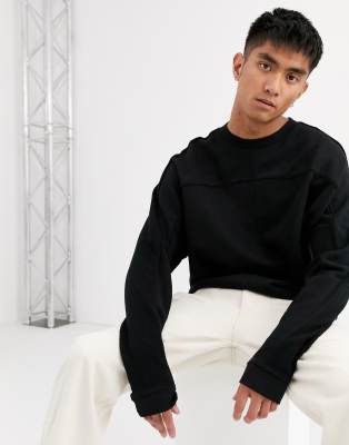 фото Черный oversize-свитшот со вставками asos design