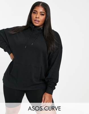 фото Черный oversized-худи бойфренда из органического хлопка asos design curve asos curve