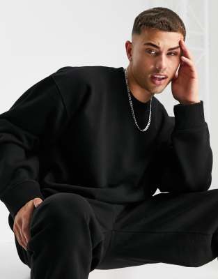 фото Черный oversized-свитшот от комплекта topman-черный цвет