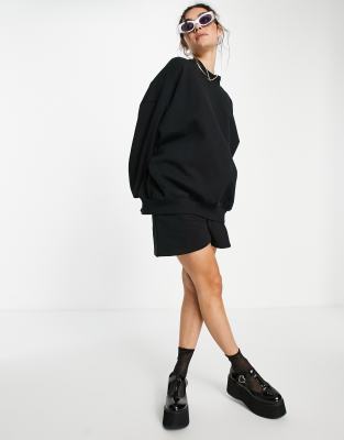 фото Черный oversized-свитшот с дизайном «кокон» и акцентным швом asos design-черный цвет