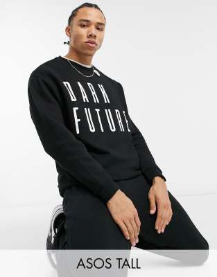 фото Черный oversized-свитшот с логотипом на груди asos dark future tall