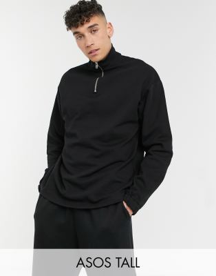 фото Черный oversized-свитшот с молнией asos design tall-черный цвет