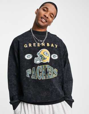 Черный oversized-свитшот с принтом Green Bay Packers ASOS DESIGN