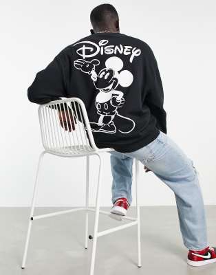 фото Черный oversized-свитшот с принтом микки мауса и надписью "disney" asos design-черный цвет