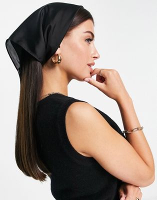 фото Черный платок из переработанного полисатина asos design-черный цвет