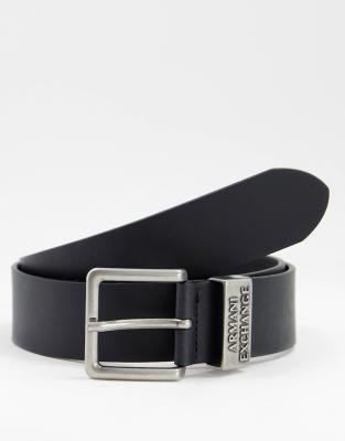 Ремни Черный ремень с логотипом на тренчике Armani Exchange-Черный цвет
