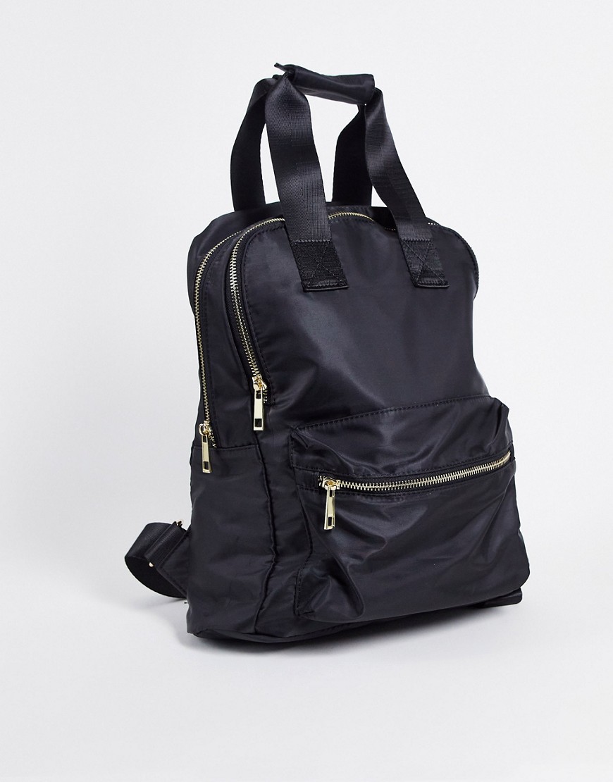 фото Черный рюкзак из переработанного смесового нейлона с несколькими карманами и отделением для ноутбука asos design