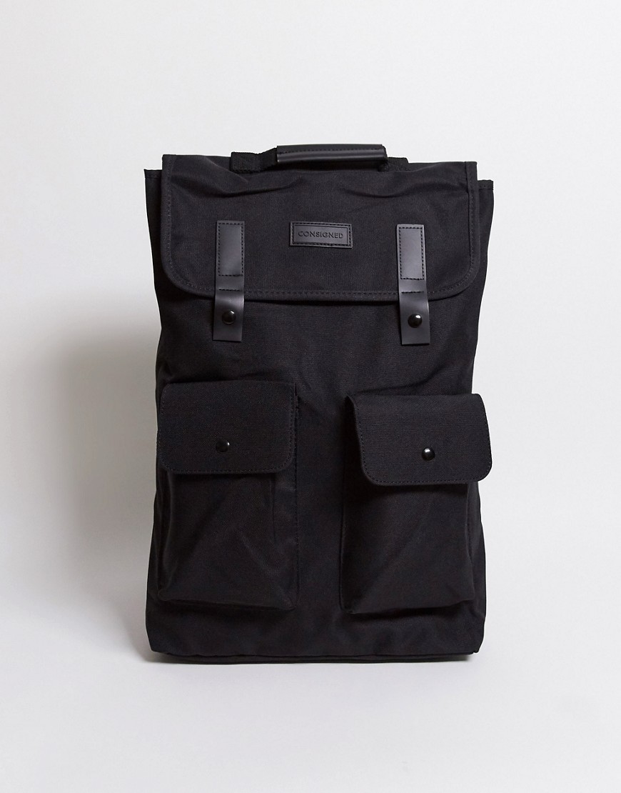 фото Черный рюкзак с двумя карманами consigned