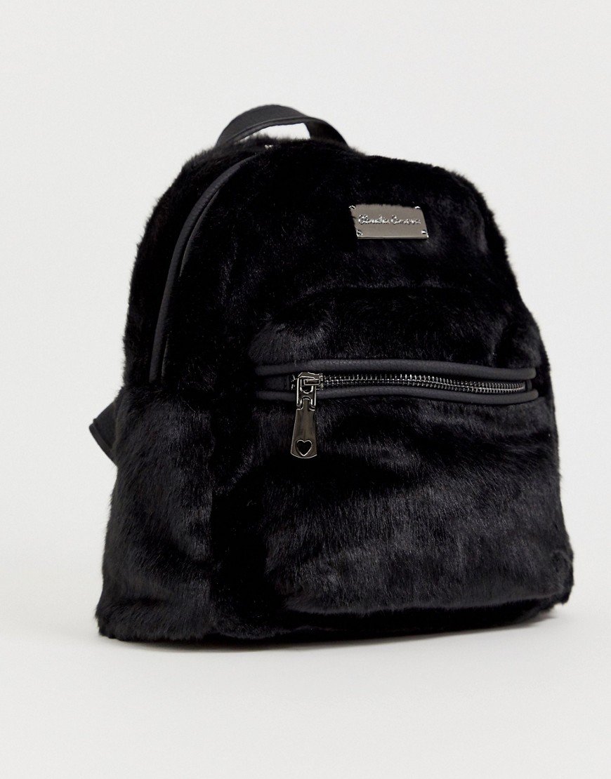 фото Черный рюкзак с искусственным мехом claudia canova