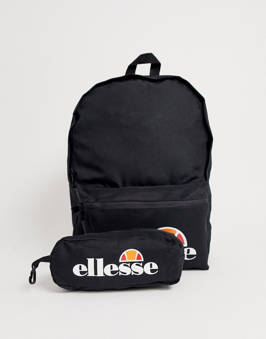 фото Черный рюкзак с логотипом и пенал ellesse rolby