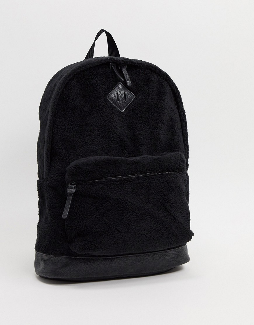 фото Черный рюкзак с основанием из искусственной кожи asos design