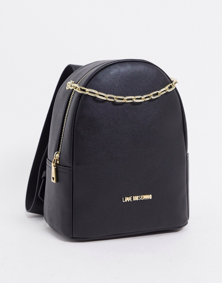 фото Черный рюкзак с цепочкой love moschino