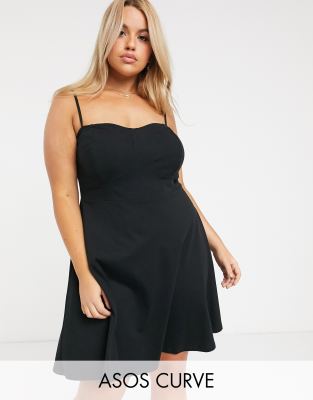 фото Черный сарафан мини с квадратным вырезом asos design curve asos curve