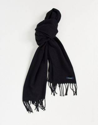 фото Черный шарф с бахромой jack & jones-черный цвет