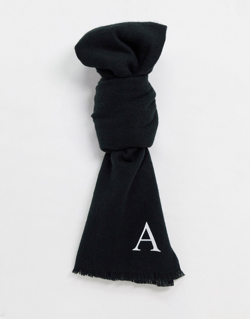 фото Черный шарф с инициалом "a" asos design