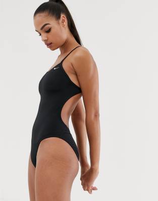 фото Черный слитный купальник с вырезом nike nike swimming