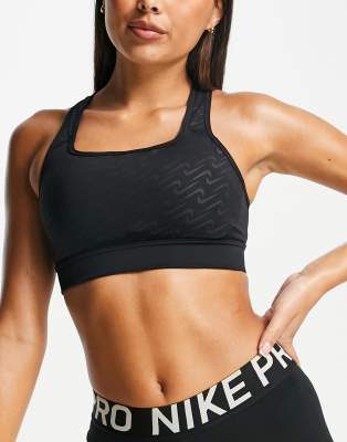 Спортивные топы  Asos Черный спортивный бюстгальтер среднего уровня поддержки Nike Training Icon Clash Dri-FIT