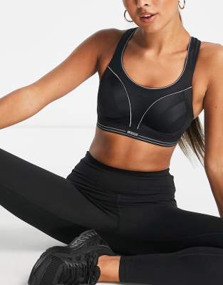 Спортивные топы  Asos Черный спортивный бюстгальтер высокой степени поддержки Shock Absorber Ultimate Run-Черный цвет