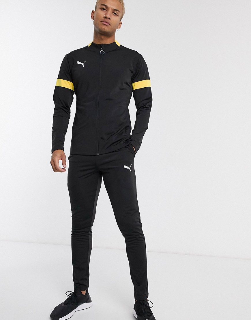 фото Черный спортивный костюм puma football-желтый